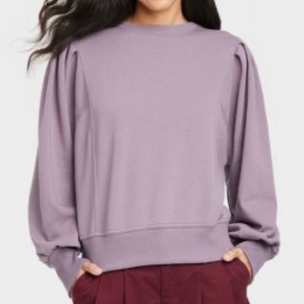 A NEW DAY Puff Sleeve Pullover Purple Dusk Sweater Size M